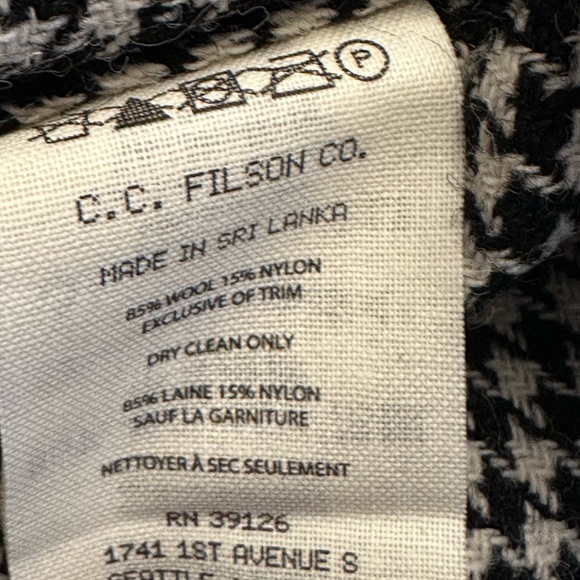 Filson Northwest 85% Wool Shirt Checkered Black Collared Button Up Mens S NWT - Picture 8 of 9